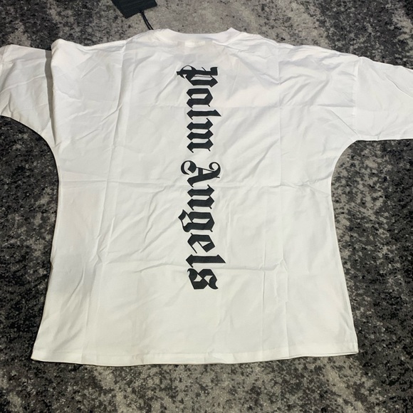 Palm Angels Vertical Logo White T-Shirt Men’s Size Large - Picture 2 of 2